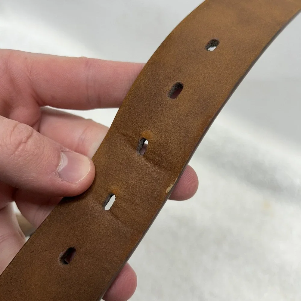 Frye Co Mens Size L Brown Suede Leather Adjustable Belt